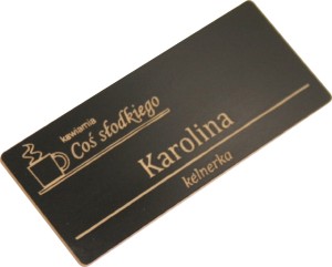 Identyfikator osobowy 70x30 mm z agrafką czarny laminat
