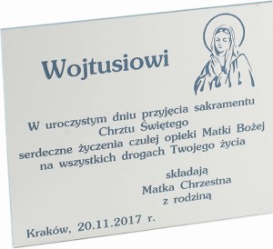 Tabliczka 120x100 mm kolor 110 biało-nieb. z grawerem