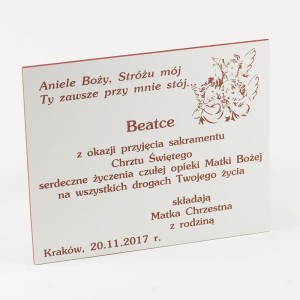 Tabliczka 65x54 mm kolor 112 biało-czerw. z grawerem