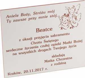 Tabliczka 120x100 mm kolor 112 biało-czerw. z grawerem