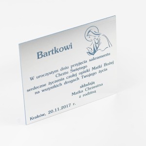 Tabliczka 65x54 mm kolor 115 sr.-nieb. z grawerem