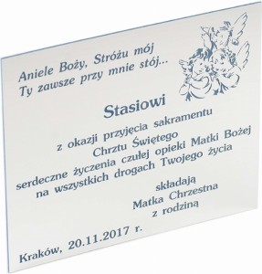 Tabliczka 120x100 mm kolor 115 sr.-nieb. z grawerem