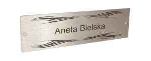 Tabliczka INOX 150X40 mm wzór BELLA1 z otworami mocującymi