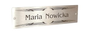 Tabliczka INOX 150X40 mm wzór BELLA8 z otworami mocującymi