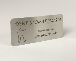 Identyfikator stal nierdzewna 70x30 mm z magnesem i grawerem  
