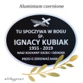 grawerowana tablica na grób aluminium czernione nagrobna owal 6