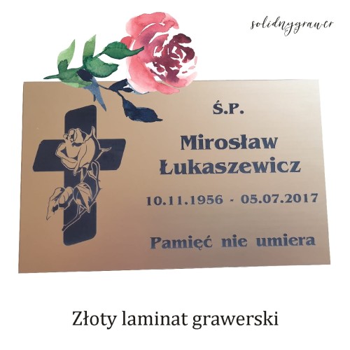 grawerowana tablica na grób laminat grawerski złoty kolor nagrobna prostokąt 4