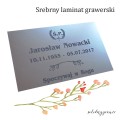 grawerowana srebrna tablica na grób laminat grawerski srebrny nagrobna prostokąt 1