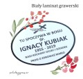 grawerowana tablica biała na grób laminat grawerski biały nagrobna owal 5