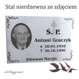 Tablica nagrobna ze stali ze zdjęciem na cmentarz