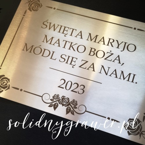 tablica-stal-nierdzewna-A4 z grawerem-modlitwa-zdrowaś-Mario-grawerowana-solidnygrawer-2.jpg