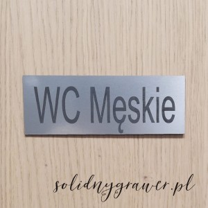 Tabliczka WC TOALETA MĘSKA 150x50 mm srebrna