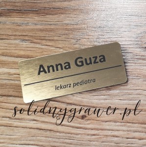 Identyfikator osobowy 70x30 mm z magnesem złoty laminat błysk
