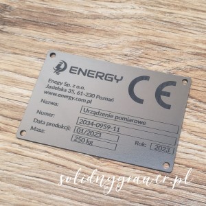 Tabliczka 95x65 mm z laminatu srebrna grawerowana 