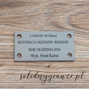 Tabliczka 80x40 mm kablowa laserowy grawer srebrna