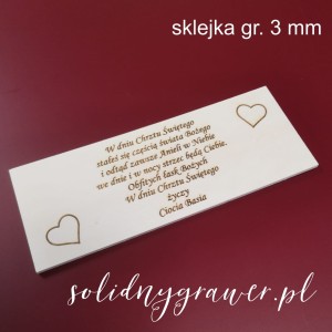 Tabliczka drewniana na chrzest okolicznościowa 18x7 cm