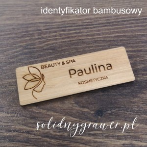 Identyfikator bambus 75x25mm  magnes grawer plakietka osobowa