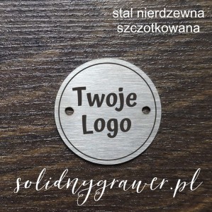 Tabliczka z logo firmy śr. 50 mm stal nierdzewna grawer 