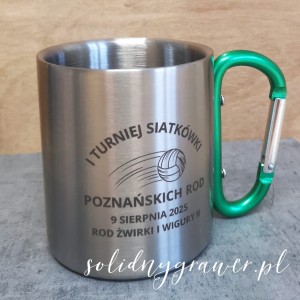 Grawer laserowy logo 7x6 cm na kubku stalowym