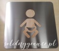 Tablica stalowa szczotkowana 600x600 mm z wyciętą sylwetką niemowlęcia – symbol pokoju matki z dzieckiem