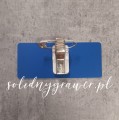 plakietka imienna identyfikator dla kierownika apteki aluminiowa niebieska z białym grawerem imienia inazwiska solidnygrawer klips