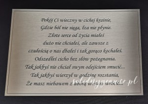 Tablica pamiątkowa na grób cmentarz A4 stal grawer laserowy