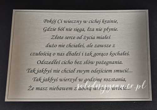 tabliczka nagrobna na cmentarz A4 ze stali nierdzewnej pamiatkowa dedykacja solidnygrawer laserowy grawer na czarno