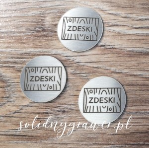Tabliczka stal 35 mm śr logo grawer laserem