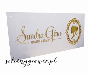 Tablica z PLEXI, złote litery 100x40 cm