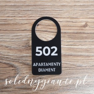 Brelok do szatni 8x4 cm laminat grawerski czarny grawerowany 