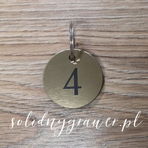 Okrągły złoty brelok 5 cm śr. z grawerem dwustronnym