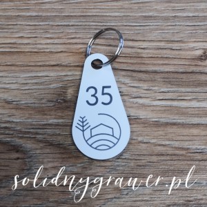 Mały breloczek plastikowy 5x3 cm biały