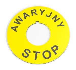 Awaryjny stop  80 mm kolor 13 żółty z czarnym grawerem