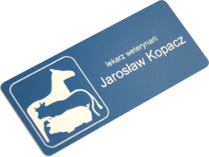 Identyfikator osobowy 70x30 mm z agrafką niebieski laminat