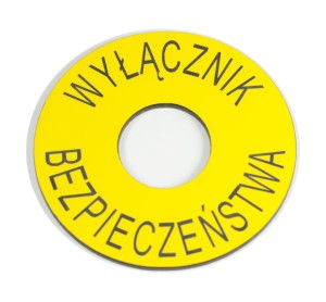 Wył. bezpieczeństwa 65 mm kolor 13 żółty z czarnym grawerem
