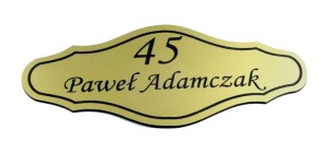 Tabliczka Tidi 140x62 mm kolor 02 laminat grawerski kolorze złotym grawerowana