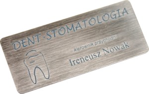 Identyfikator osobowy 70x30 mm z agrafką srebrny laminat