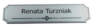 Tabliczka Rene 130x33 mm kolor 04 laminat grawerski kolorze srebrnym grawerowana