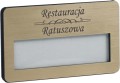 identyfikator  karteczką osobowy personalny z okienkiem front z laminatu grawerskiego złotego grawerowany 70x37 mm jona 0001