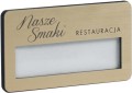 identyfikator  karteczką osobowy personalny z okienkiem front z laminatu grawerskiego złotego grawerowany 70x37 mm jona 0002 z magnesem