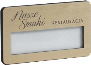 Identyfikator grawerowany 70x37 mm złoty z magnesem 