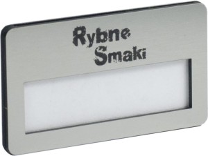 Identyfikator grawerowany 70x37 mm srebrny  z magnesem
