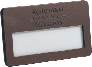 Identyfikator grawerowany 70x37 mm miedziany z agrafką 