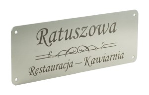 Tabliczka INOX 170x60 mm wzór PREBE z otworami mocującymi