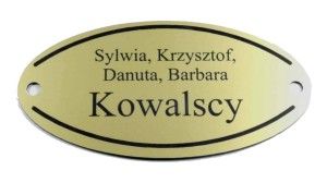 Tabliczka Tanja 100x50 mm kolor 02 laminat grawerski kolorze złotym grawerowana