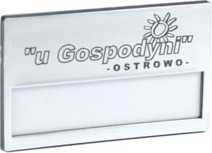 Identyfikator z grawerem 67x40 mm srebrny  z magnesem