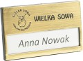 identyfikator personalny osobowy z karteczką 67x40 mm złoty z grawerem 04