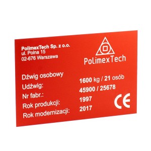 Tabliczka 120x80 mm alu. czerwona z grawerem