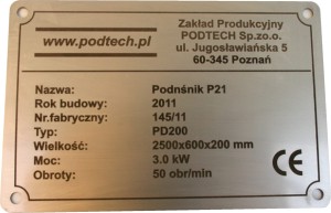 Tabliczka znamionowa stal 12x8 cm 