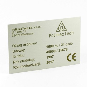 Tabliczka 120x80 mm alu. srebrna z grawerem